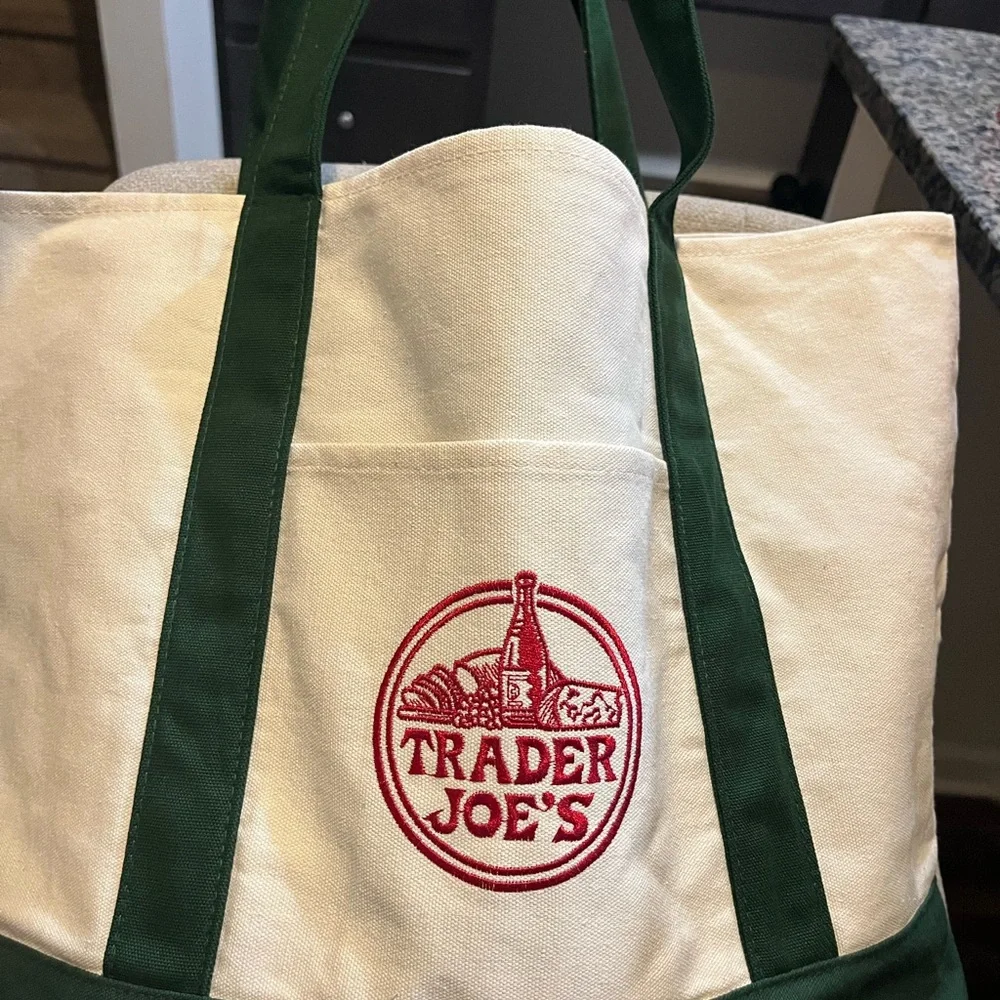Trader Joe's Green and White Garment Bag